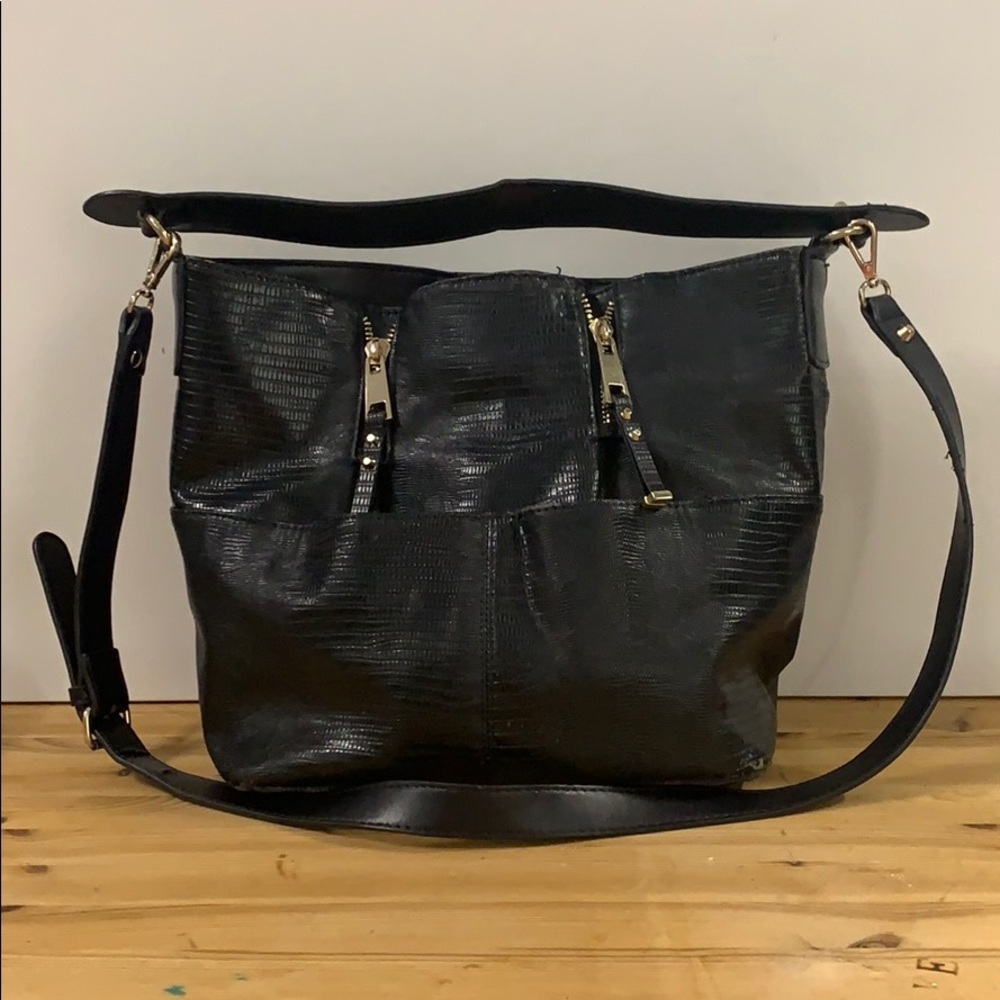 Zara Basic Collection leather and faux lizard  bag